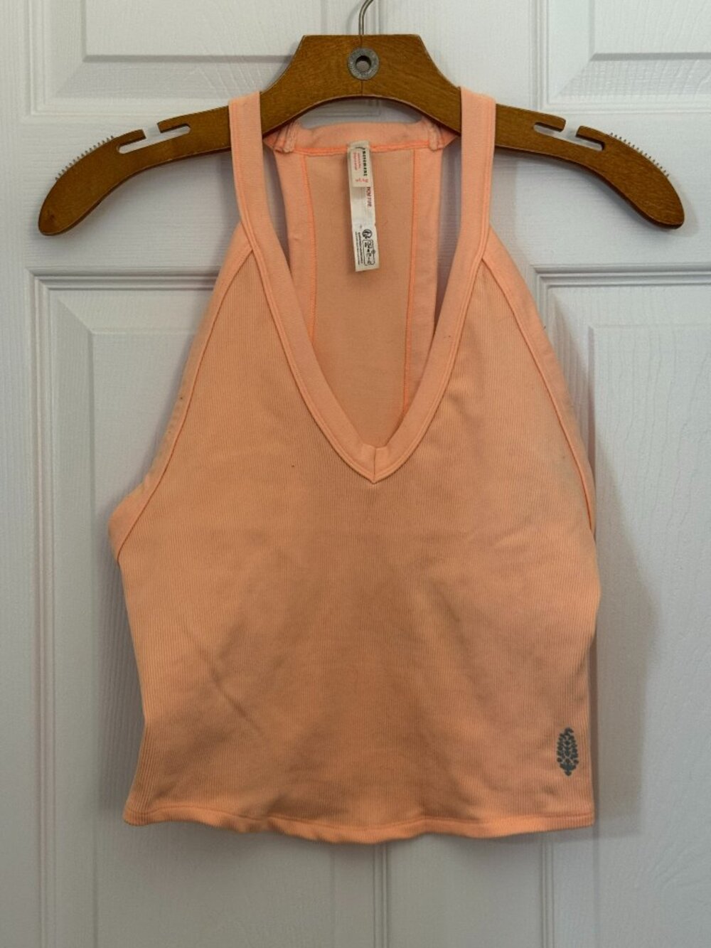 Free People FP Movement Ribbed V-Neck Crop Top - Peach